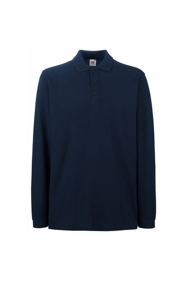 Fruit Of The Loom Mens Premium Long Sleeve Polo Shirt - Deep Navy