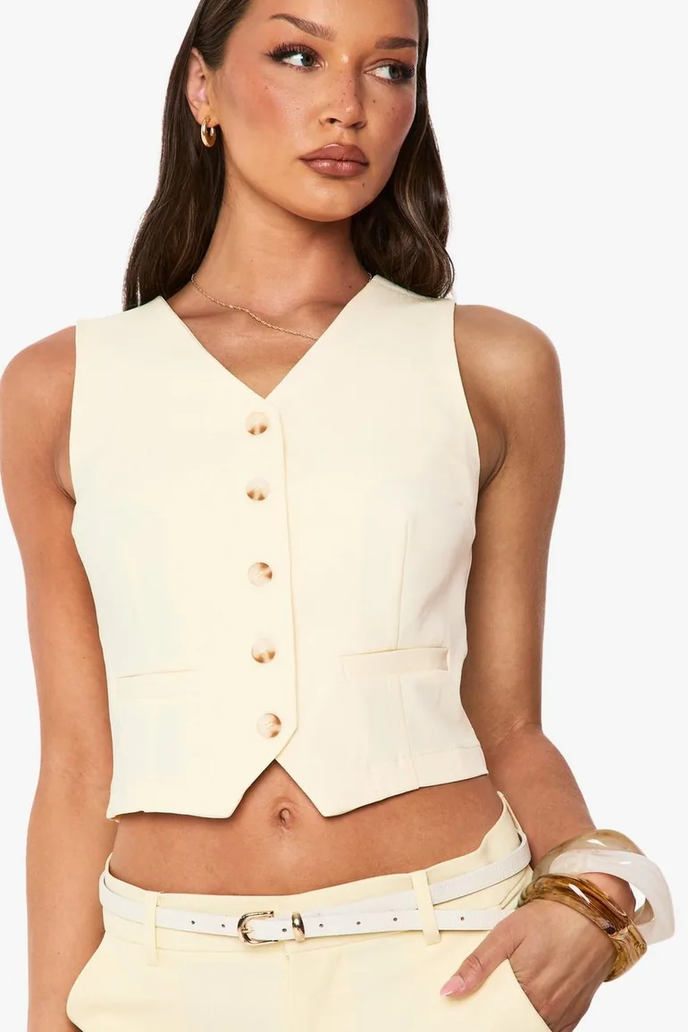 Fitted Tailored Waistcoat - lemon - 3
