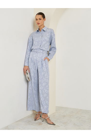 Women Oversized Jacquard Buttoned Shirt
