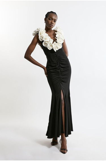 Rosette Drama Maxi Dress