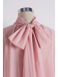 Tie-Neck Ruffled Hi-Lo Chiffon Cape and Mini Dress Set in Pink for Red Carpet Events & Luxury Dinners - 4