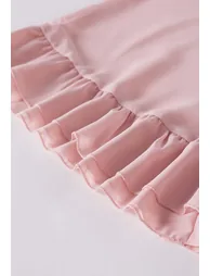 Tie-Neck Ruffled Hi-Lo Chiffon Cape and Mini Dress Set in Pink for Red Carpet Events & Luxury Dinners - 8