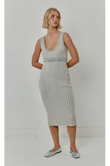 Cream Knitted Midi Dress