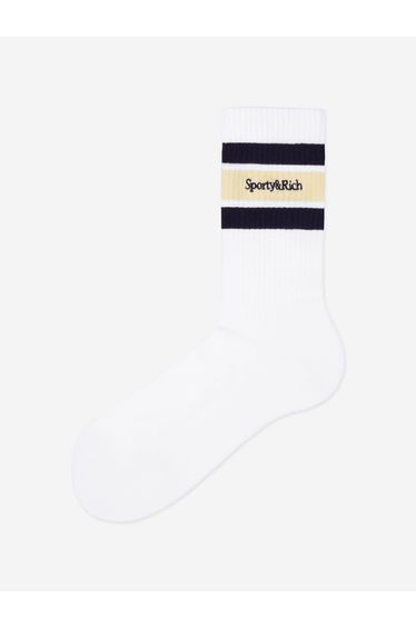 Sporty & Rich Kids Serif Logo Socks in White