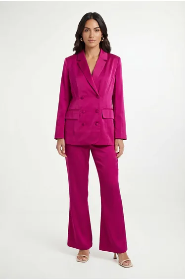 Petite Satin Double Breasted Blazer Coord