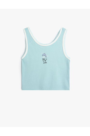 Athlete Dolphin Print Detailed Ribbed Cotton