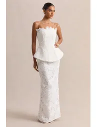 Delvine | White Lace Bandeau Corset Maxi Dress - 3