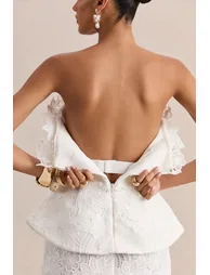 Delvine | White Lace Bandeau Corset Maxi Dress - 4