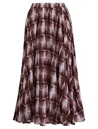 Muted‑Vintage Plaid Pleated Maxi Skirt for Casual Outings & Daily Errands - 3