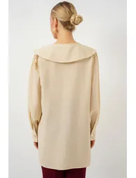 BDART Long Loose Fit Blouse with Baby Collar and Bow Detail - 5