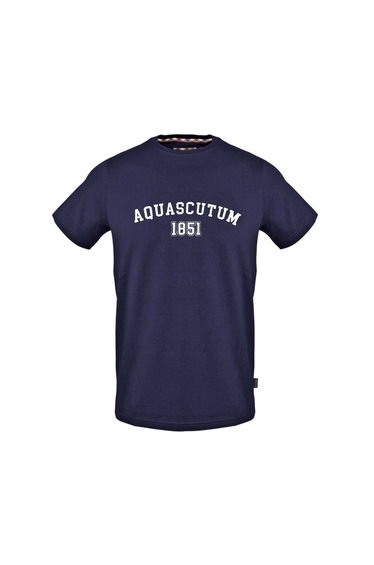Aquascutum Mens Arched Logo Crew Neck T-Shirt - Navy
