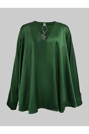 Solid Color V-Neck Long Sleeves Blouse Shirt Top
