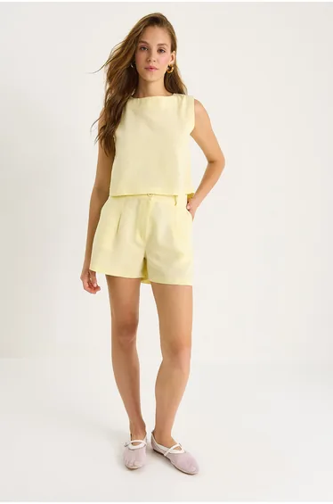 LUCCI High Waist Sleeveless Crew Neck Two-Piece Set