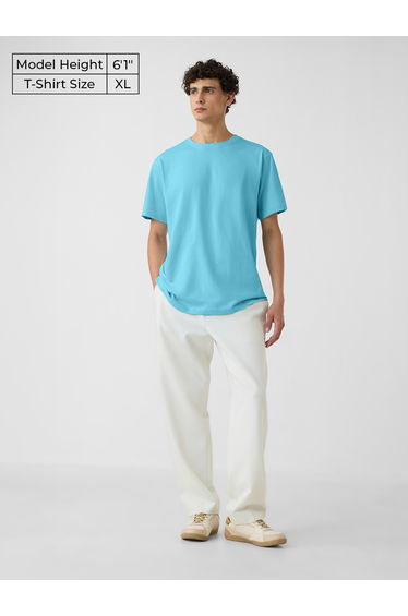 Men Blue Relaxed Fit Cotton T-Shirt