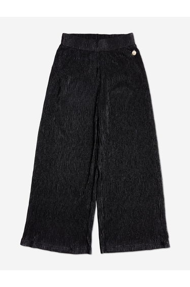 Girls Knitted Texture Flared Trousers in Black