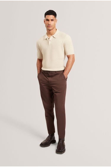 Caelum Ss Herringbone Placement Stitch Polo Natural