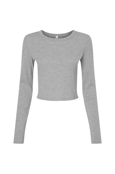 Bella + Canvas Womens/Ladies Micro-Rib Cropped Long-Sleeved T-Shirt - Athletic Grey