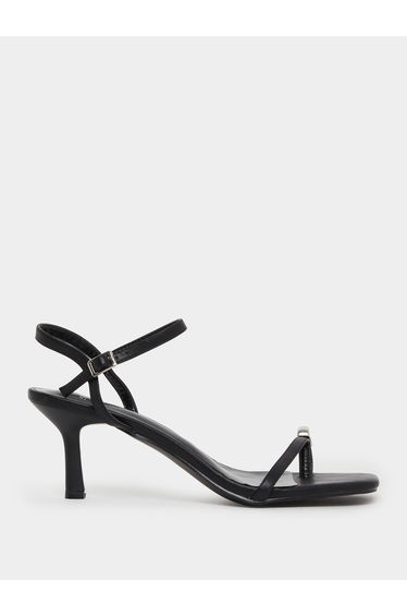 Black Strappy Stiletto Heel Sandals