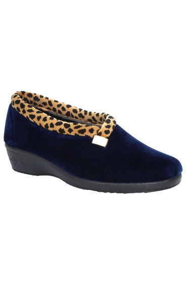 Lunar Womens/Ladies Paloma Leopard Print Slippers - Navy