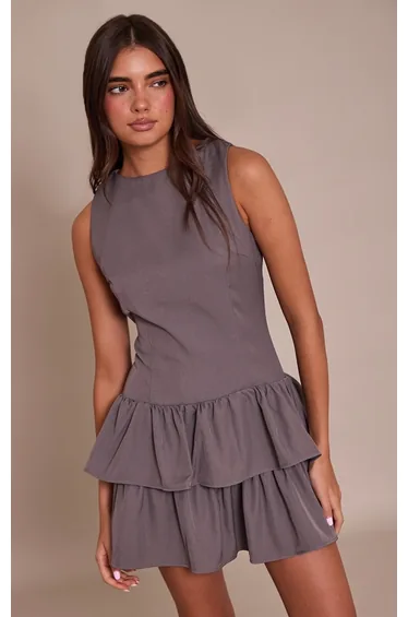 Charcoal Tiered Shift Dress