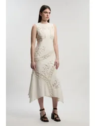 Cutwork And Embroidery Linen Viscose Woven Dress
