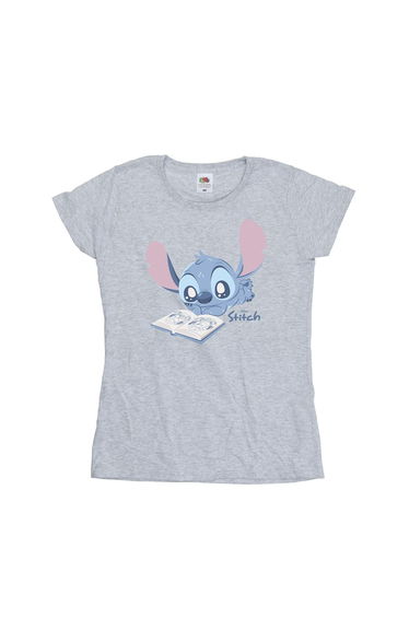 Lilo & Stitch Womens/Ladies Reading Lying Down T-Shirt - Sport Grey