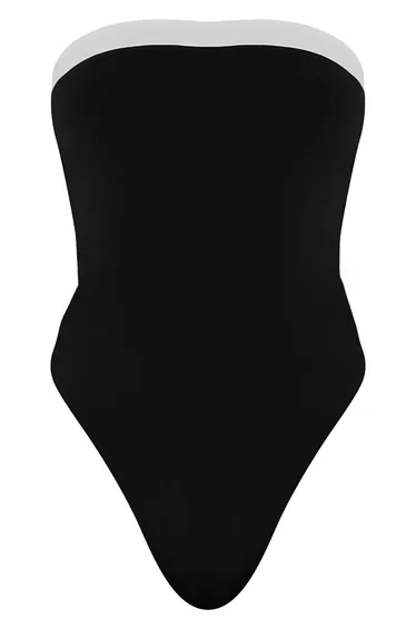 بدلة سباحة بأكتاف مكشوفة - أسود