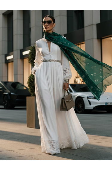 A-Line High Waisted Belted Buttoned Hollow Pleated Pockets Solid Color Split-Joint Stand Collar Maxi Dresses Shirt Dress