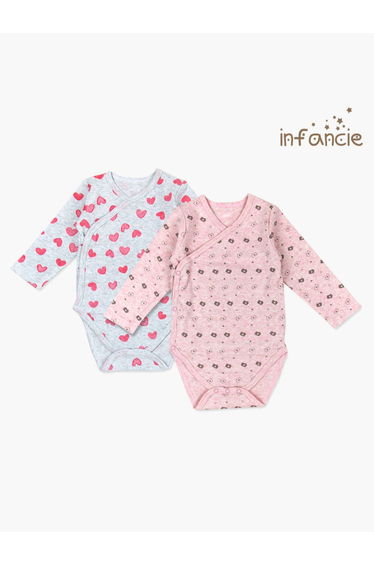 Pack of 2 - Heart Print Wrap Bodysuit