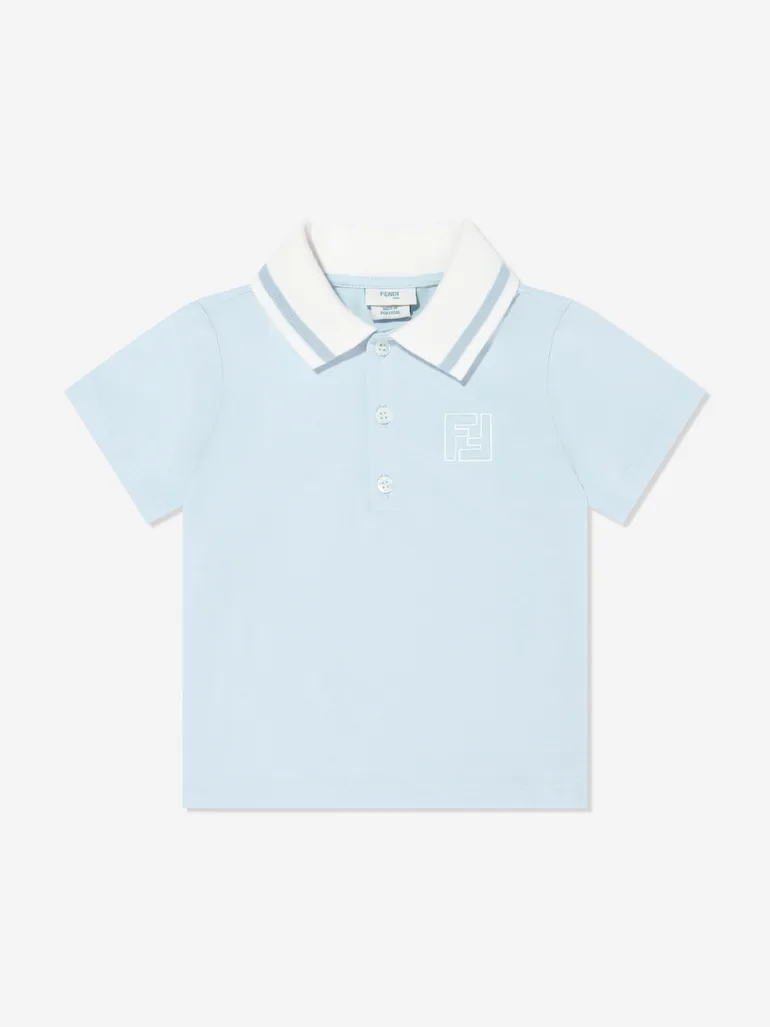 Fendi Baby Boys FF Logo Polo Shirt in Blue