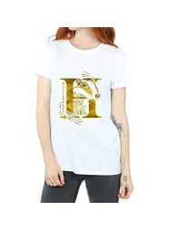 Harry Potter Womens/Ladies Hufflepuff Badger Cotton Boyfriend T-Shirt - White - 2