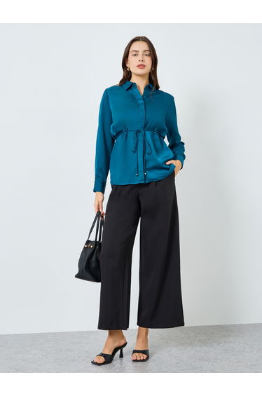formal wide leg pants full length center front pleat details