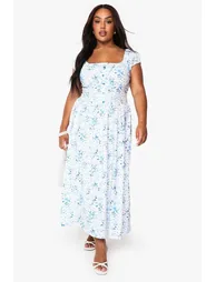 Plus Bengaline Porcelain Skater Dress - blue - 2