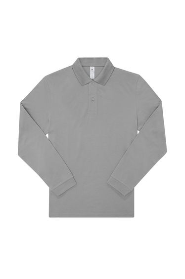 B&C Mens My Long-Sleeved Polo Shirt - Sports Grey