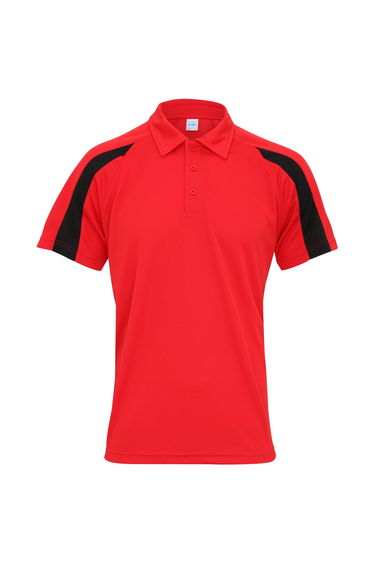 AWDis Just Cool Mens Short Sleeve Contrast Panel Polo Shirt - Fire Red/Jet Black