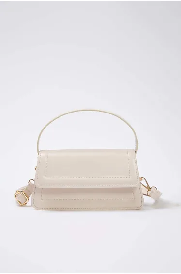 Beige Cross Strap Women's Mini City Bag