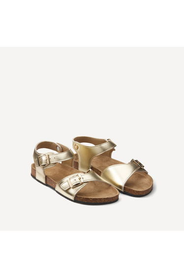 Kids Metallic Double Buckle Sandals