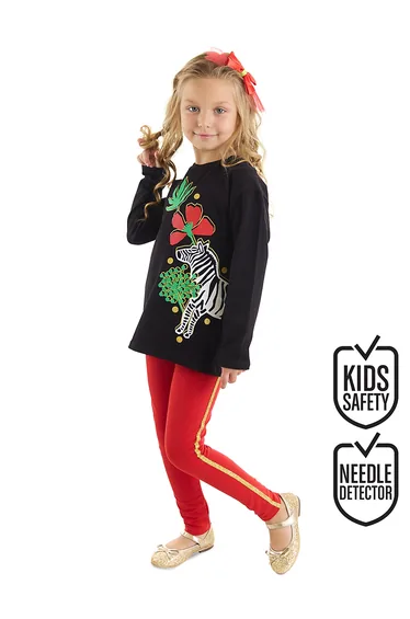 Floral Zebra Girl's T-Shirt Tights Set