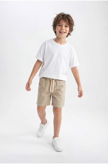 Stone Waist Elasticized Boys' Plain Denim Shorts & Bermuda