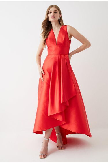 Plunge Neck Waterfall Gown