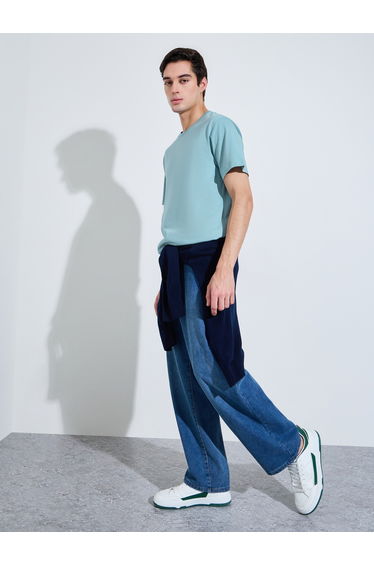 Men Blue Crew Neck Regular Fit T-Shirt