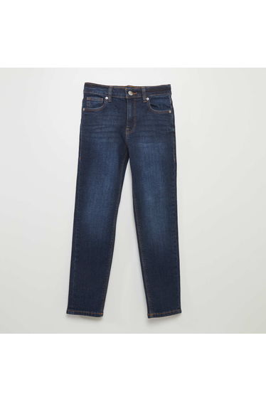 Slim-fit jeans with adjustable waist BLUE