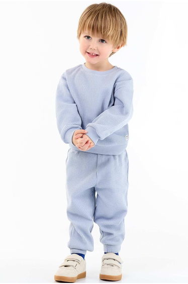 Waffle knit jogging set - 2 pieces BLUE
