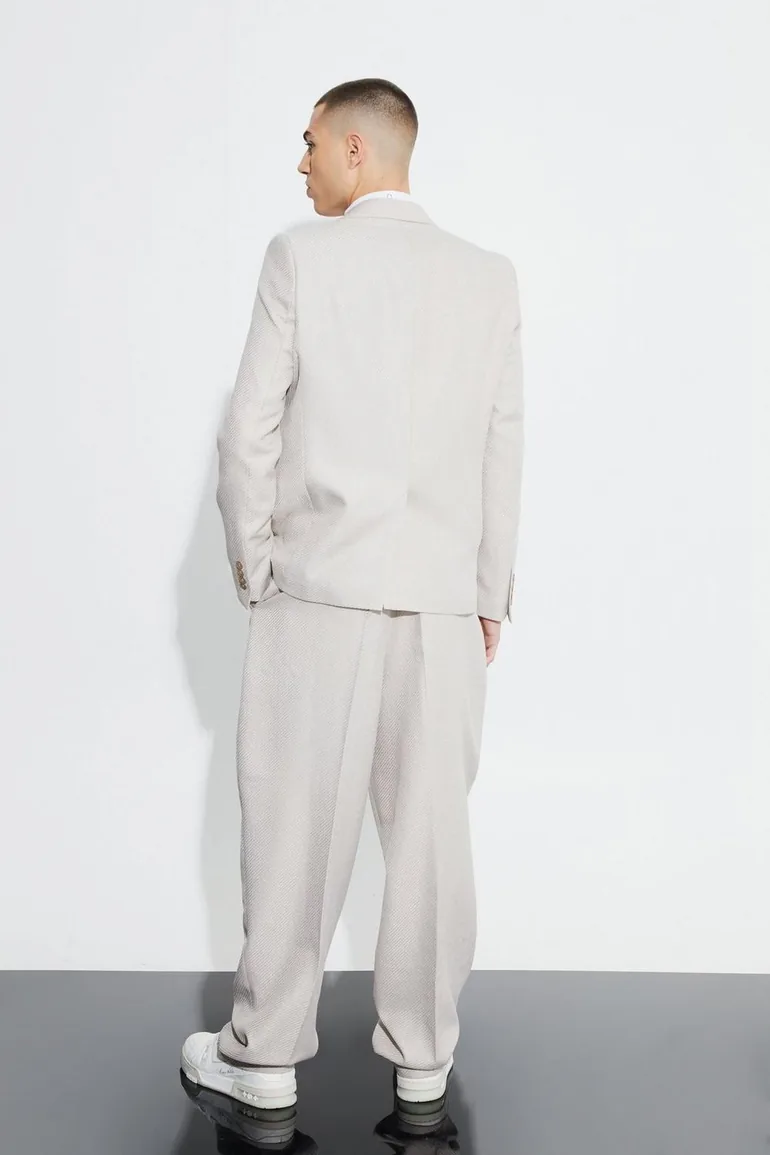 Relaxed Fit Boucle Texture Marl Blazer - grey - 1