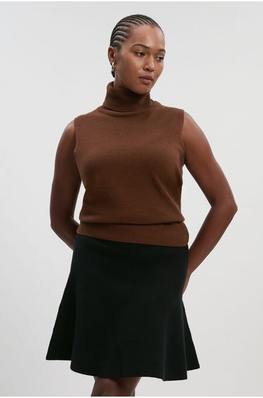 Plus Size Compact Wool Look Knit Flippy Mini Skirt