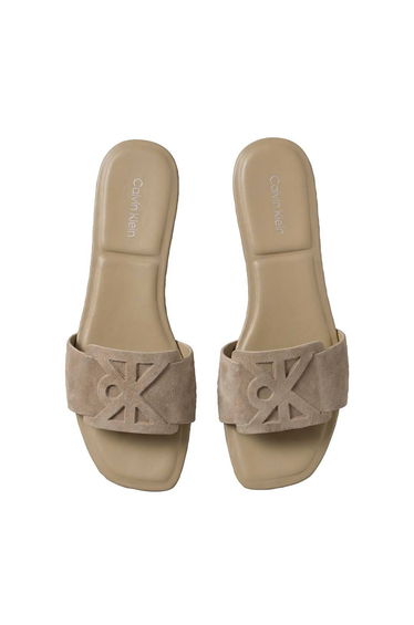 Square Flat Sandal Embl Suede Silver Mink