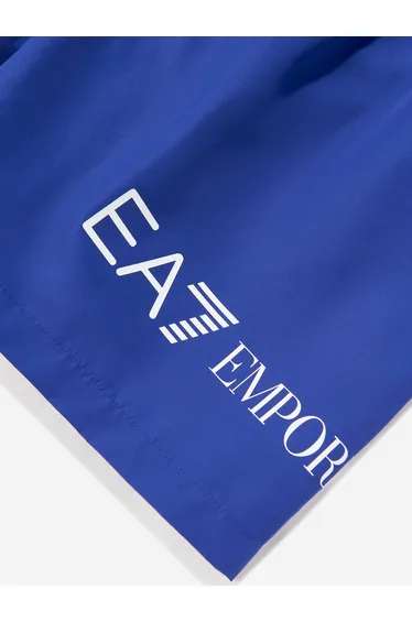 شورت سباحة ولادي بطبعة شعار - أزرق