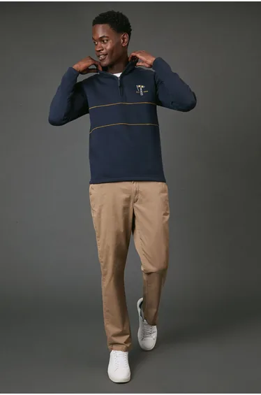 Navy Tobacco Lighthouse Half Zip Jumper