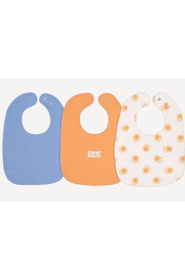 Pack of 3 Bibs in Cotton Muslin and Towelling