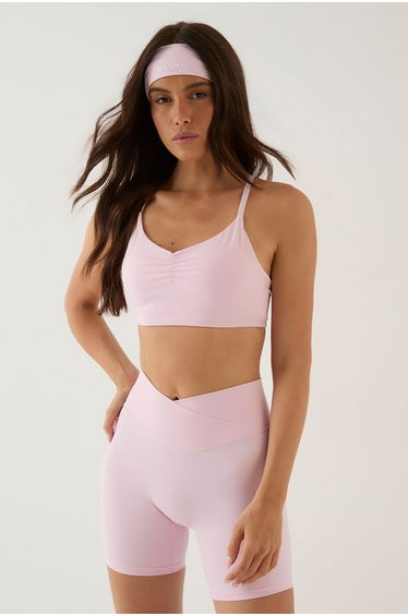 DSGN Studio Sculpt Ruched Front T Back Sports Bra - baby pink